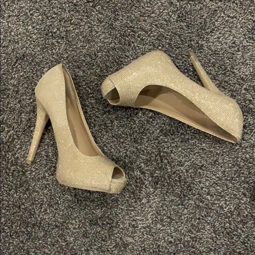 Gold sparkly heels